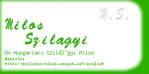 milos szilagyi business card